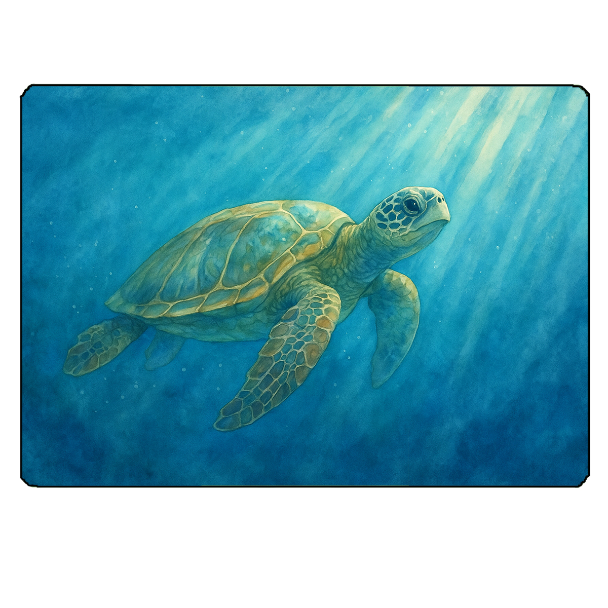 Planche � d�couper en verre tortue marine 28,5 x 20 cm
