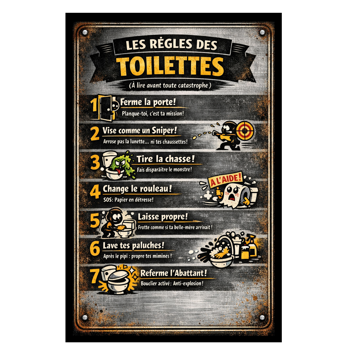 Plaque aluminium pri�re des toilettes 30,5 � 20 cm