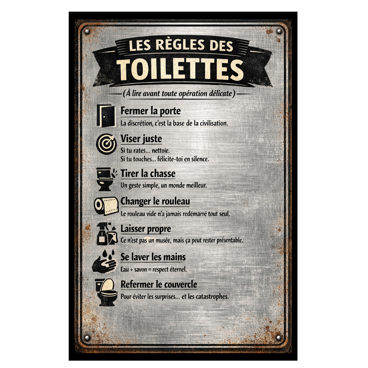 Plaque aluminium pri�re des toilettes 30,5 � 20 cm