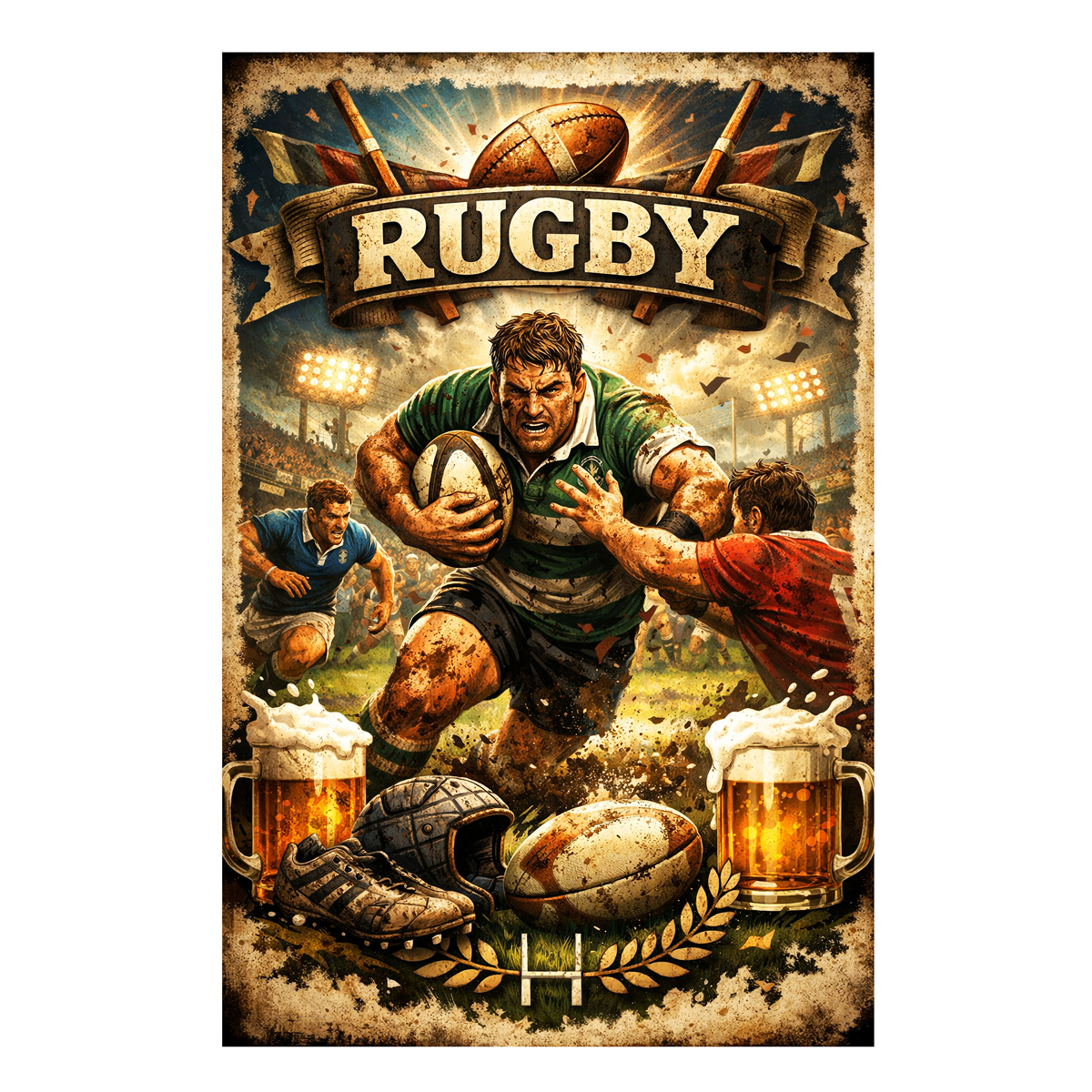 Plaque aluminium rugby 30,5 � 20 cm Cbkr�ation
