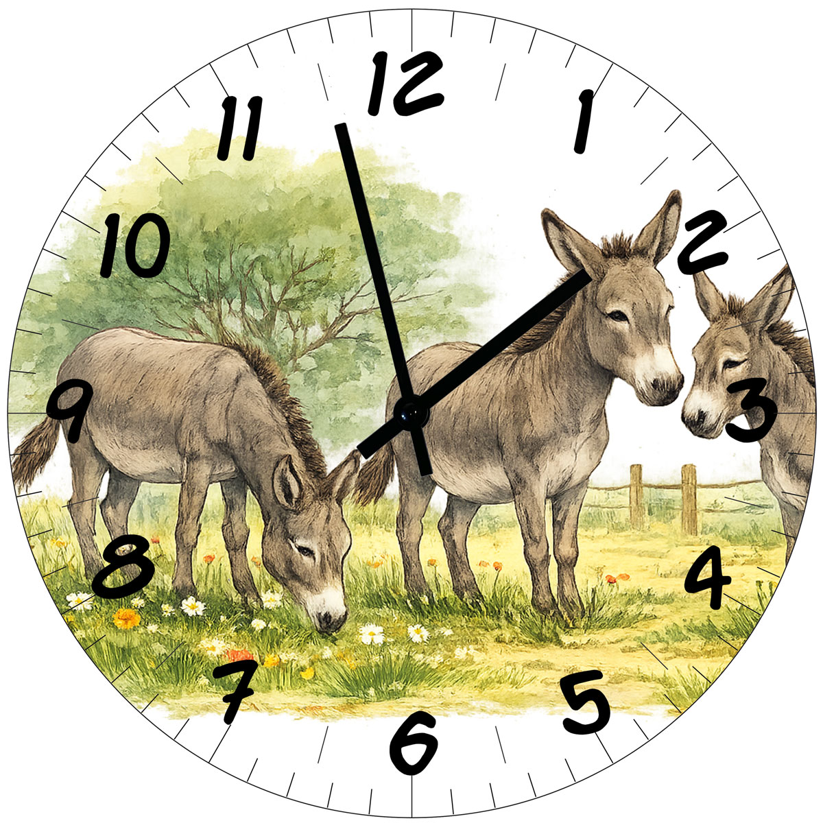 Horloge murale en verre lapins 29 cm