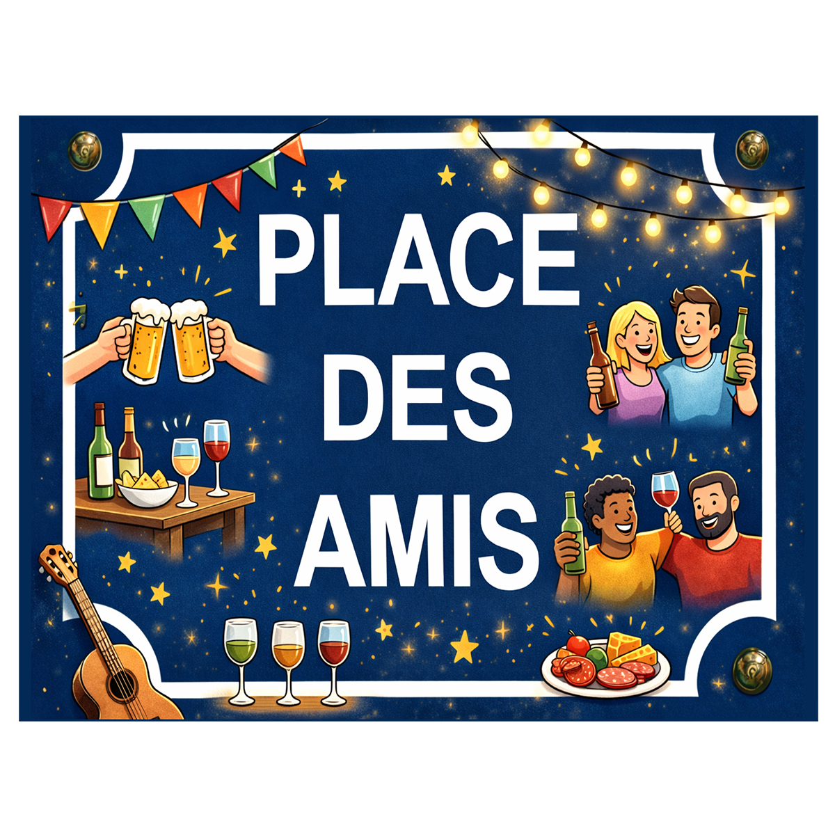 Plaque m�tal place des amis � 20 x 15 cm