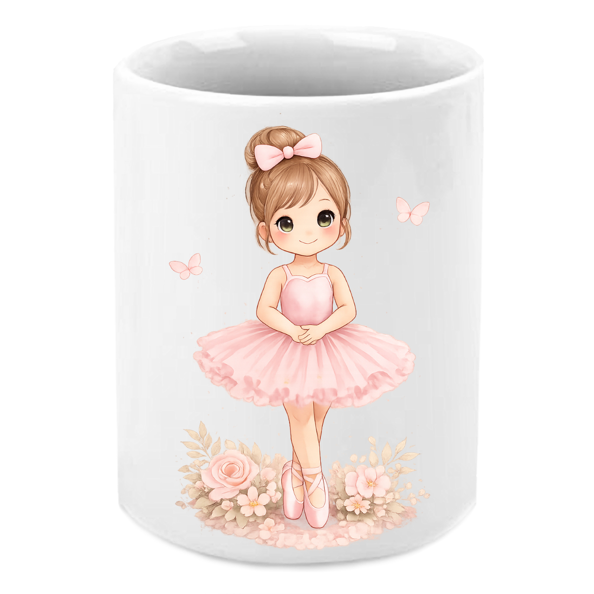 Pot � crayons ballerine rose en c�ramique