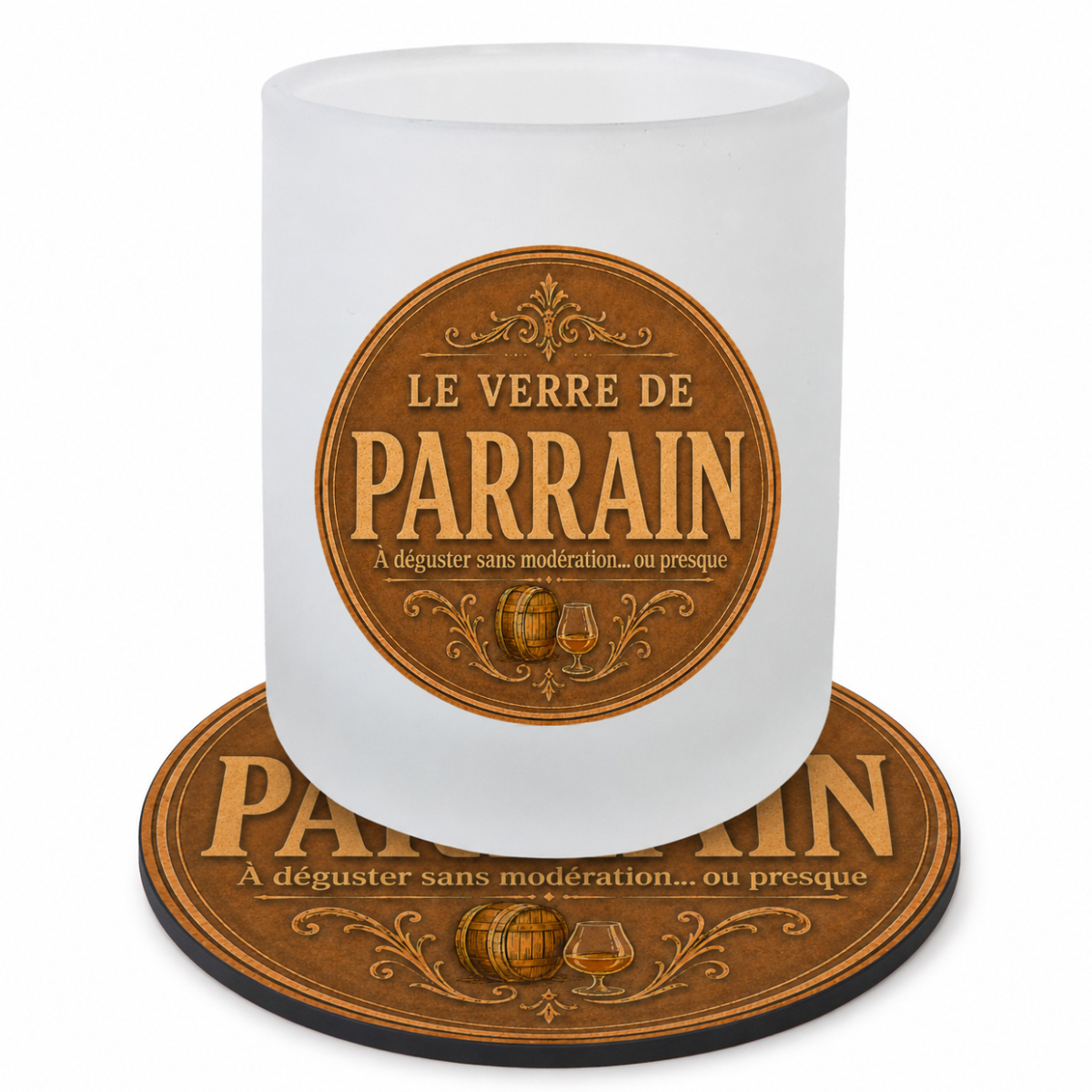 Verre de Parrain avec Sous-Verre Assorti
