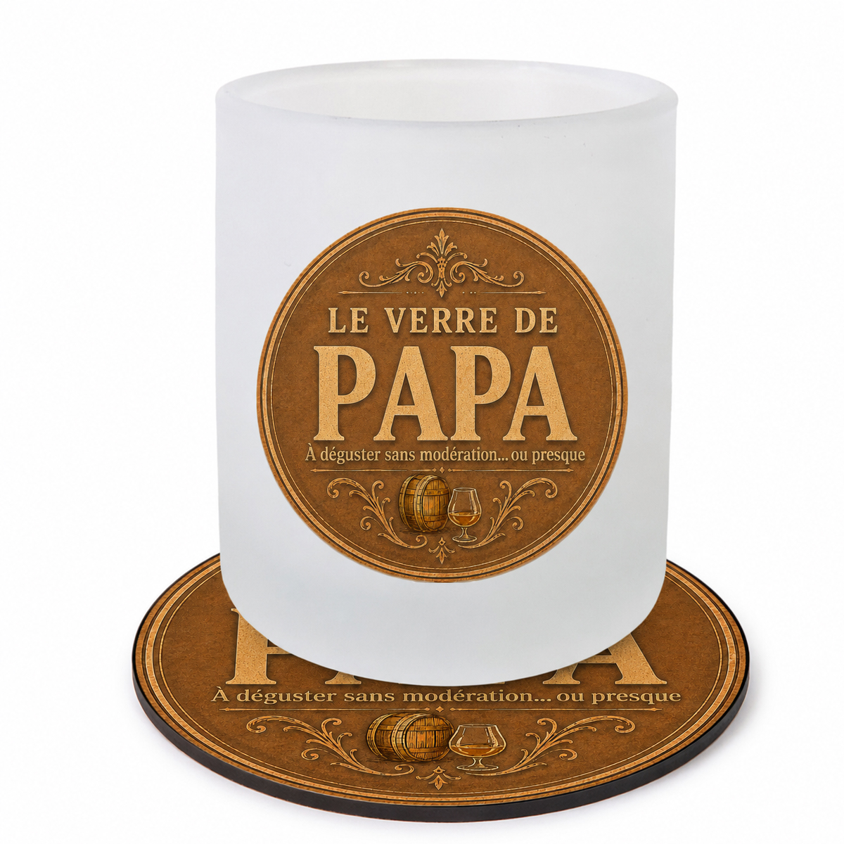 Verre de papa avec Sous-Verre Assorti