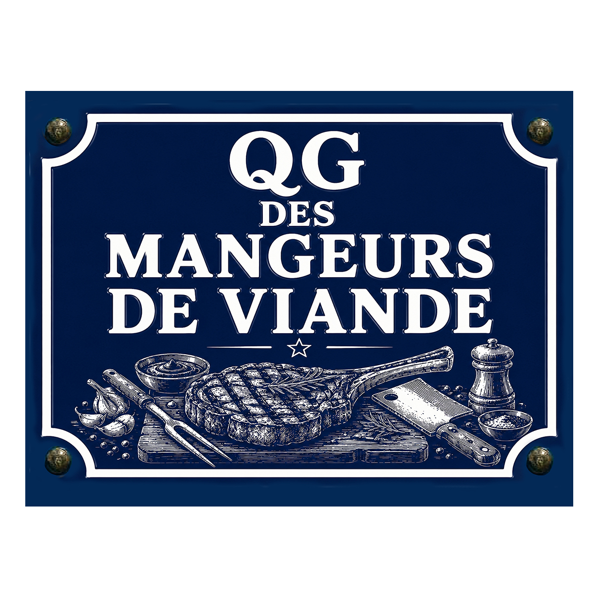 Plaque M�tal D�corative QG des Mangeurs de Viande