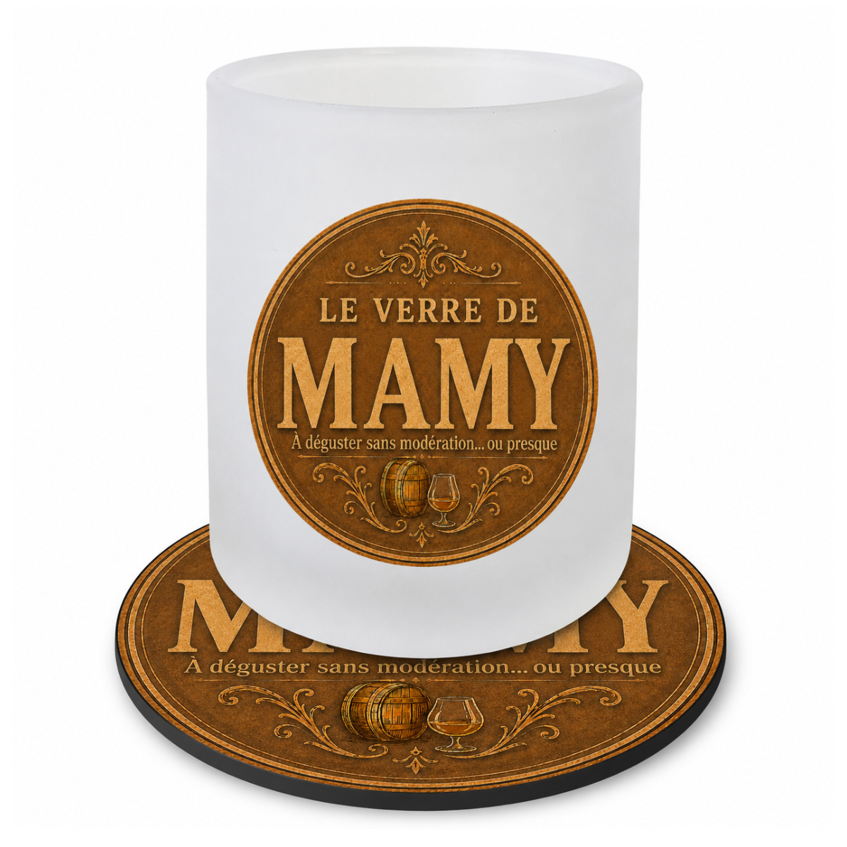 Verre Mamy avec Sous-Verre Assorti � Cadeau Original pour Mamy