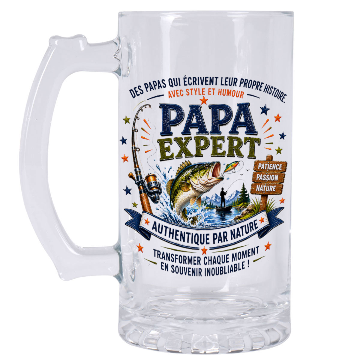 Chope � bi�re rugby logo 470 ml  Verre � bi�re imprim� en France
