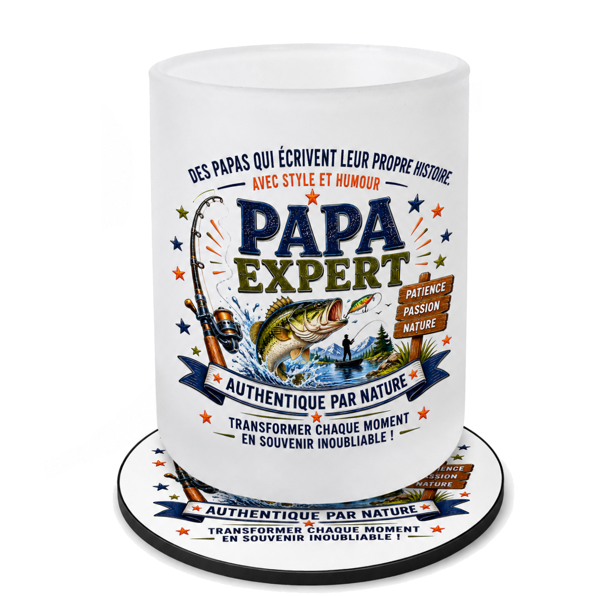 Verre Papa Expert P�che avec Sous-Verre Assorti 280 ml