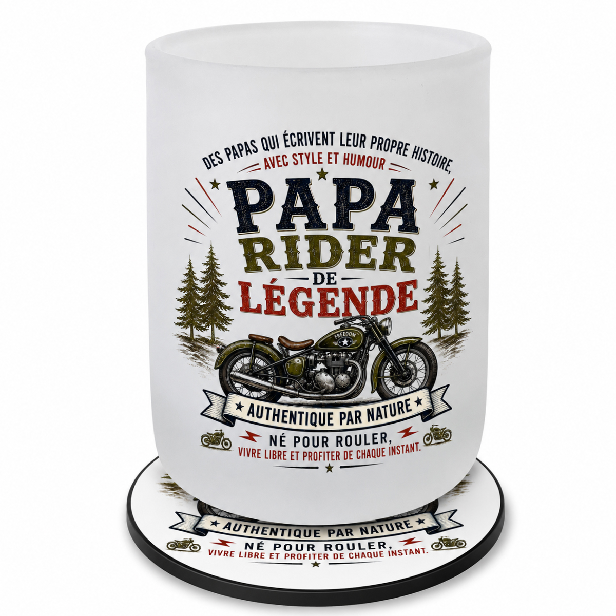 Verre Papa Rider de L�gende avec Sous-Verre Assorti 280 ml