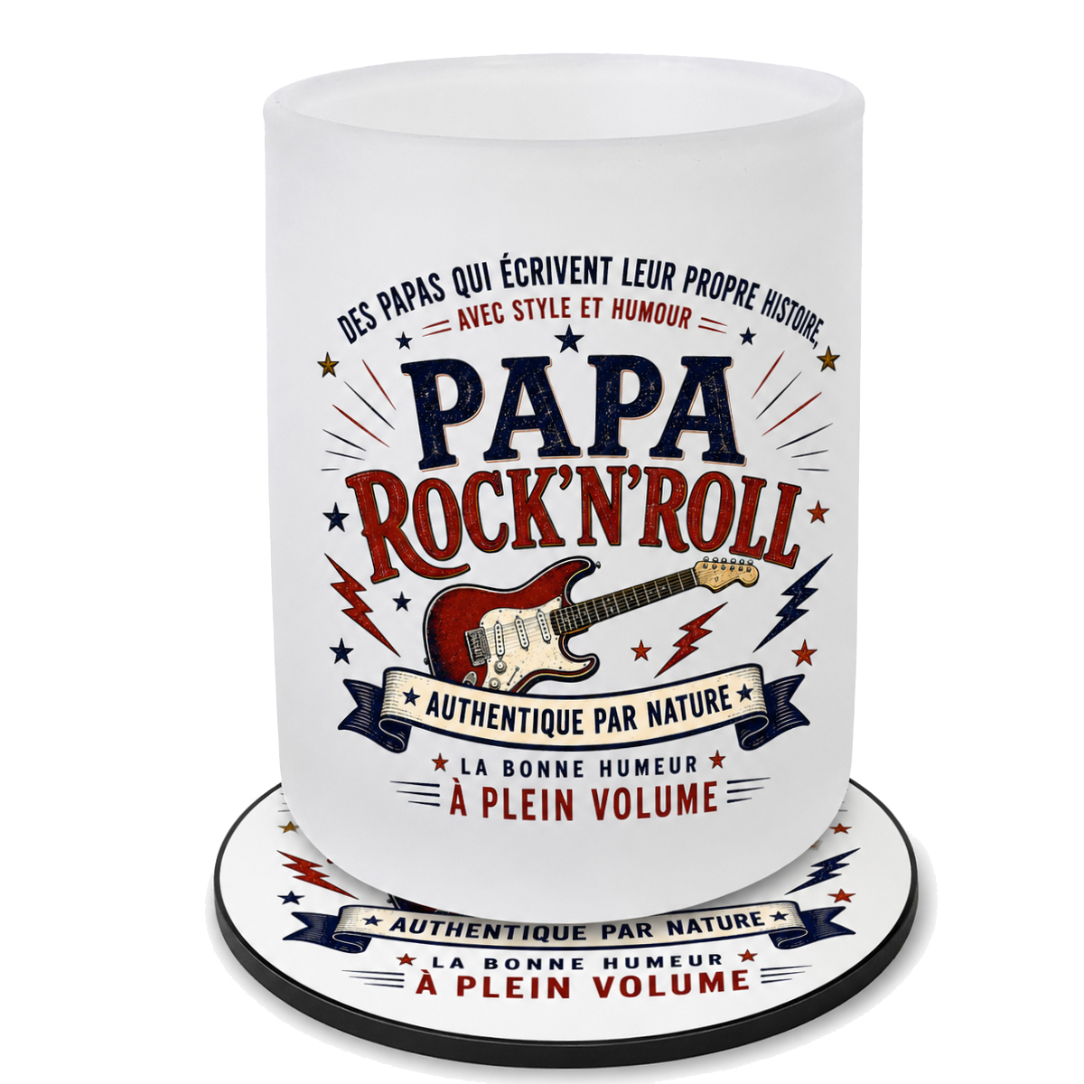 Verre Papa Rock�n�Roll avec Sous-Verre Assorti 280 ml