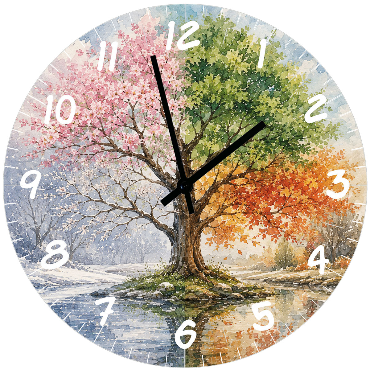 Horloge Murale Verre Arbre des Quatre Saisons 29 cm