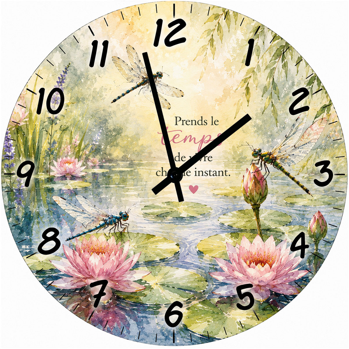 Horloge Murale Verre Libellules et N�nuphars 29 cm