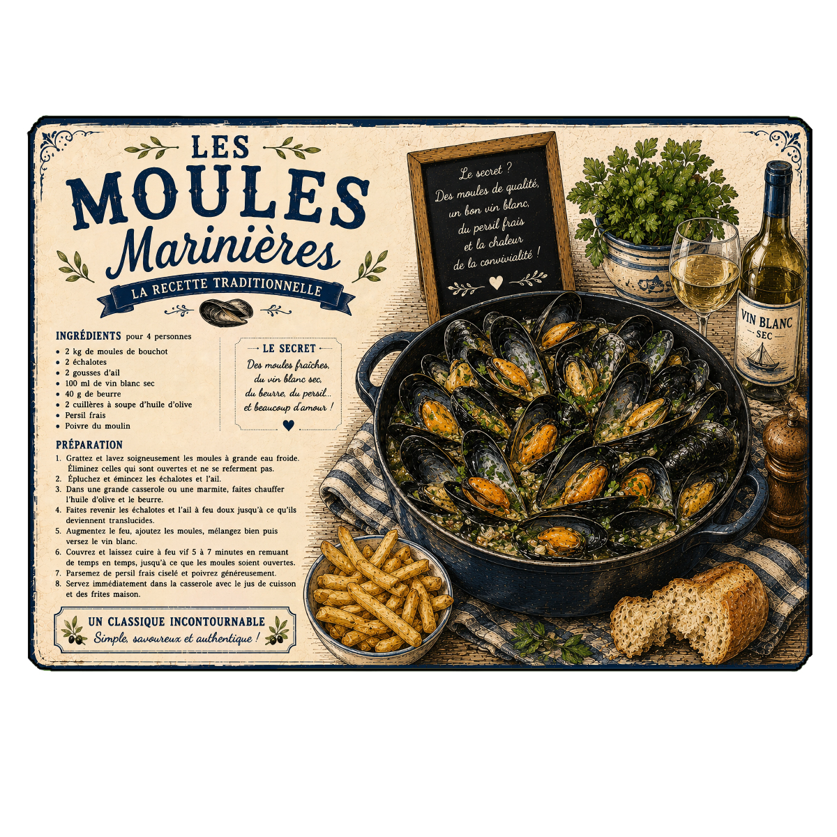 Planche � D�couper en Verre Recette des Moules Marini�res