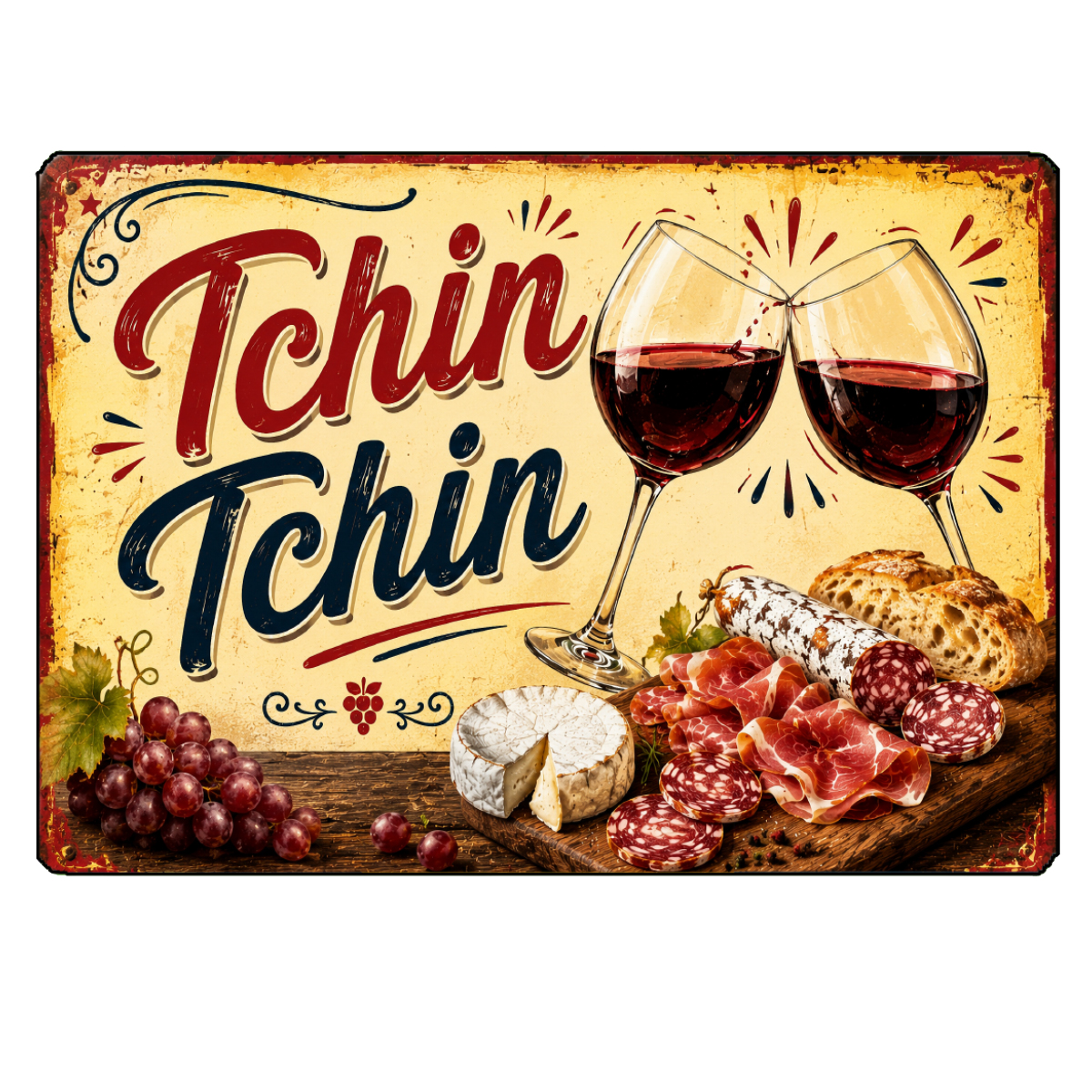Planche � D�couper en Verre Tchin Tchin Vintage