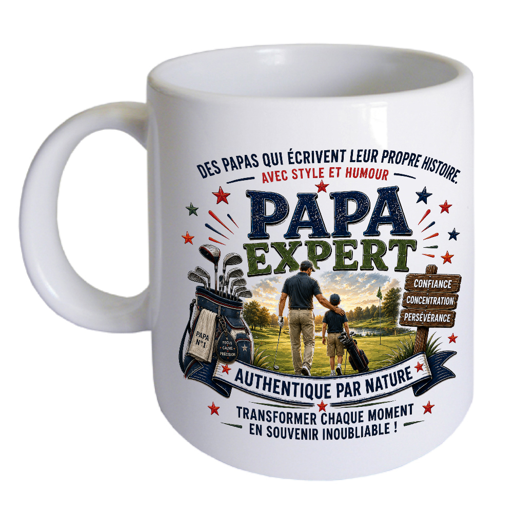 Mug Papa Expert Golfeur � Authentique par Nature