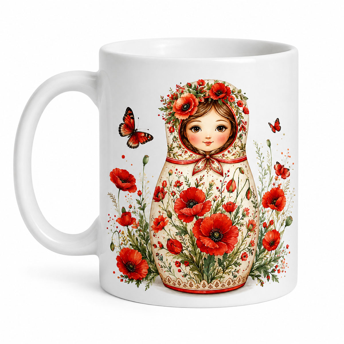 Mug poup�e russe aux coquelicots 350 ml � Cbkr�ation