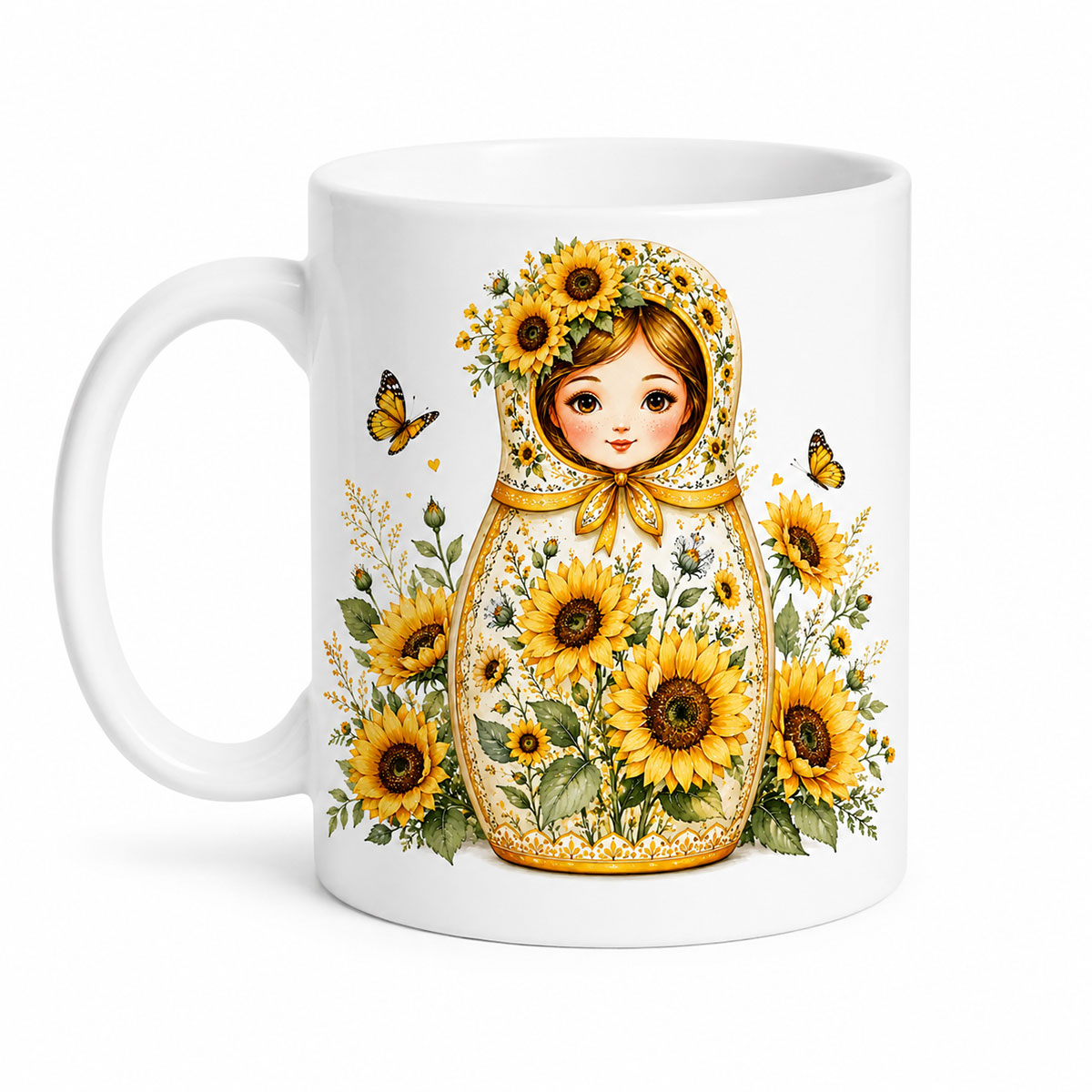 Mug Poup�e Russe aux Tournesols � Mug Floral 350 ml