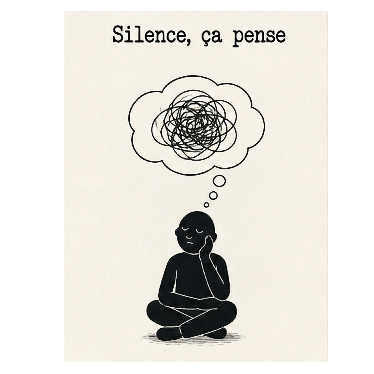 Plaque m�tal humoristique Silence �a pense 30 x 20 cm