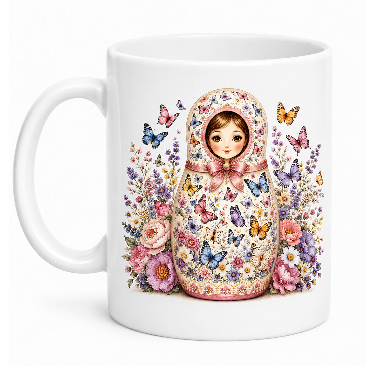 Mug poup�e russe papillons 350 ml