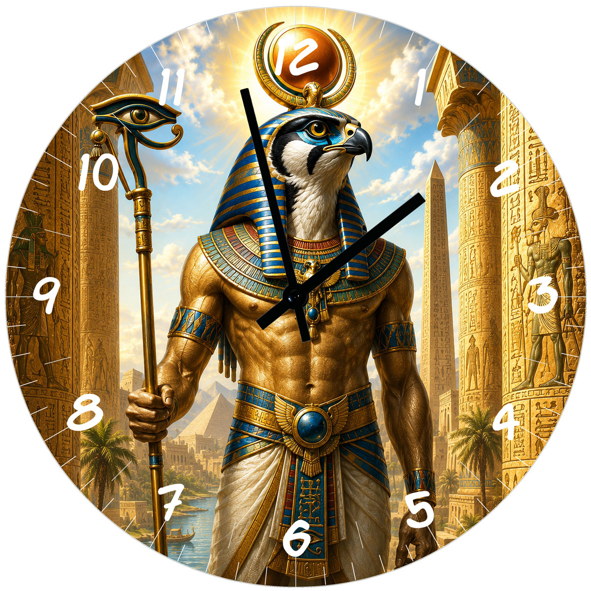 Horloge murale Horus en verre 29 cm d�coration �gypte antique