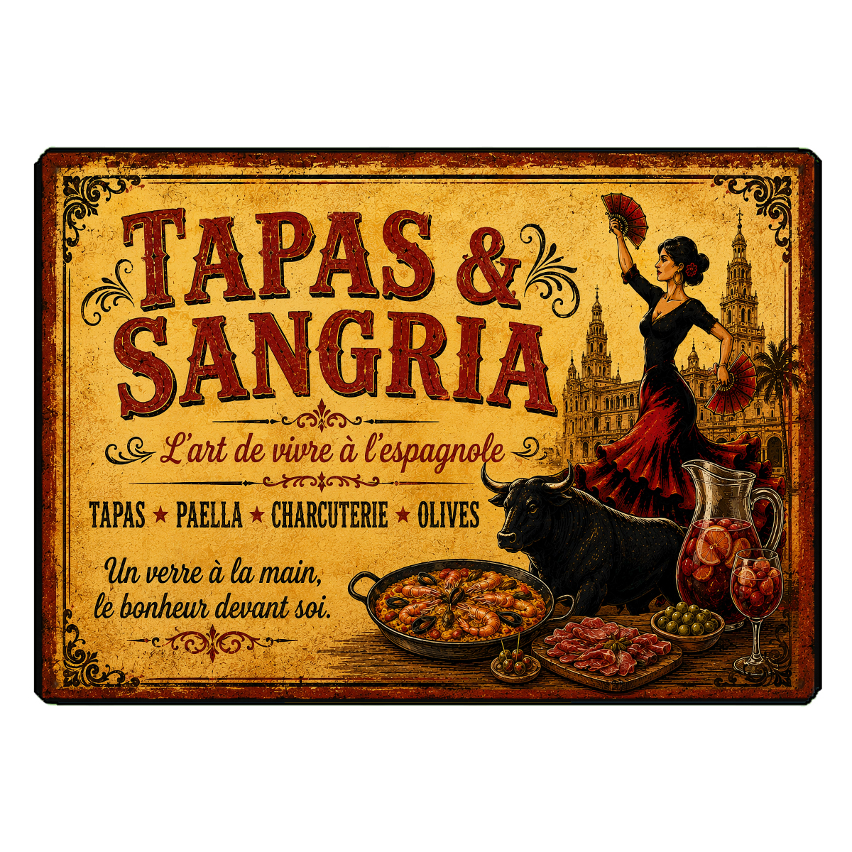 Planche � d�couper Tapas & Sangria Espagne 29 x 20 cm