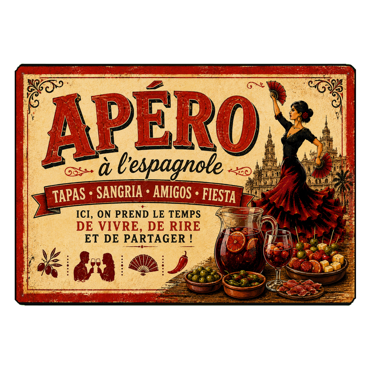 Planche � d�couper verre ap�ro � l�espagnole 29 x 20 cm