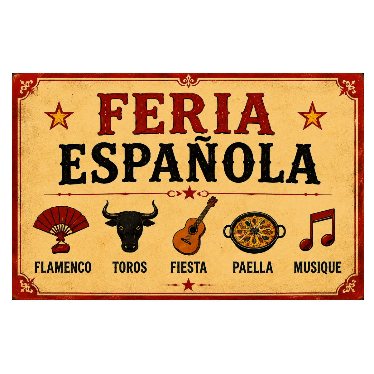 Plaque m�tal Feria Espa�ola Espagne vintage 30 x 20 cm