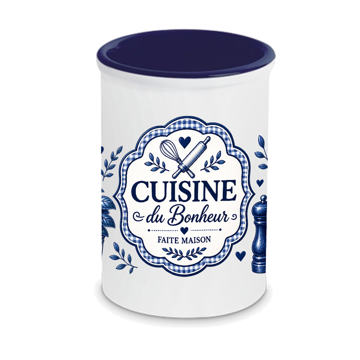 Pot � ustensiles cuisine du bonheur en c�ramique