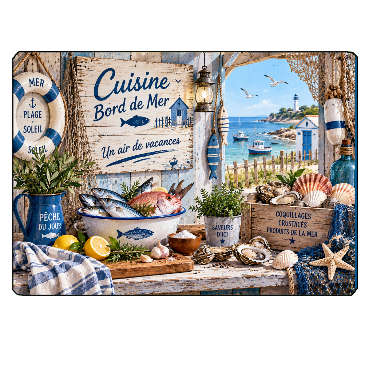 Planche � d�couper verre Cuisine bord de mer 29 x 20 cm