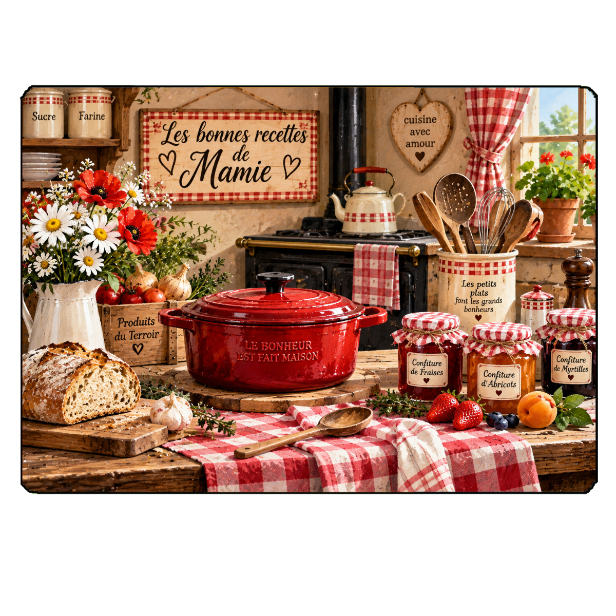 Planche � d�couper verre Les bonnes recettes de Mamie 29 x 20 cm