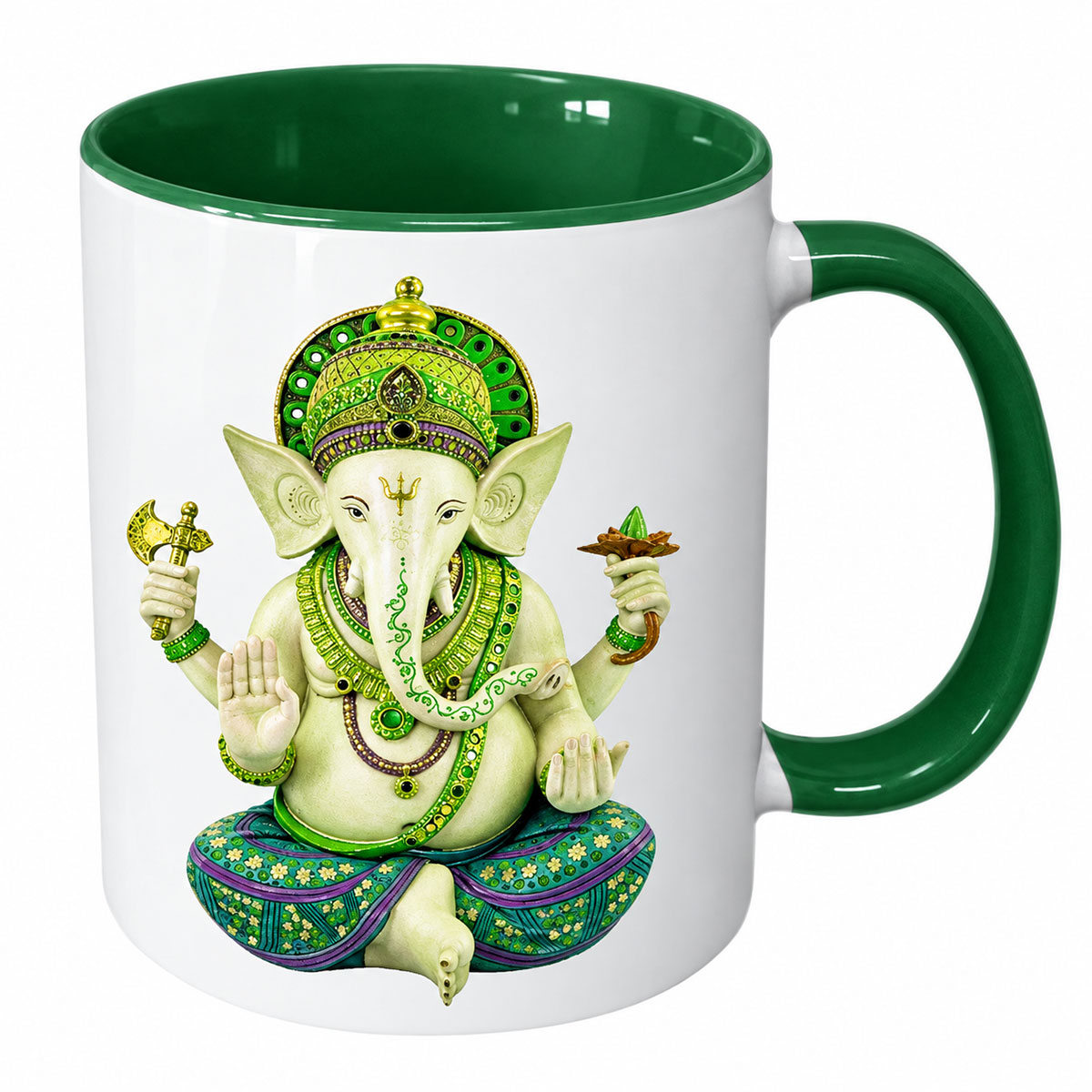 Mug Ganesh int�rieur vert en c�ramique 350 ml