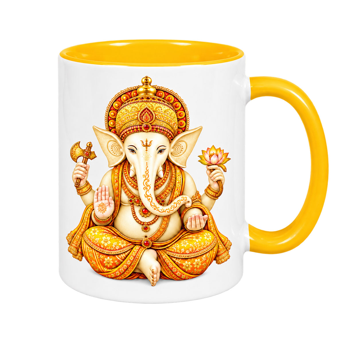 Mug Ganesh int�rieur jaune en c�ramique 350 ml