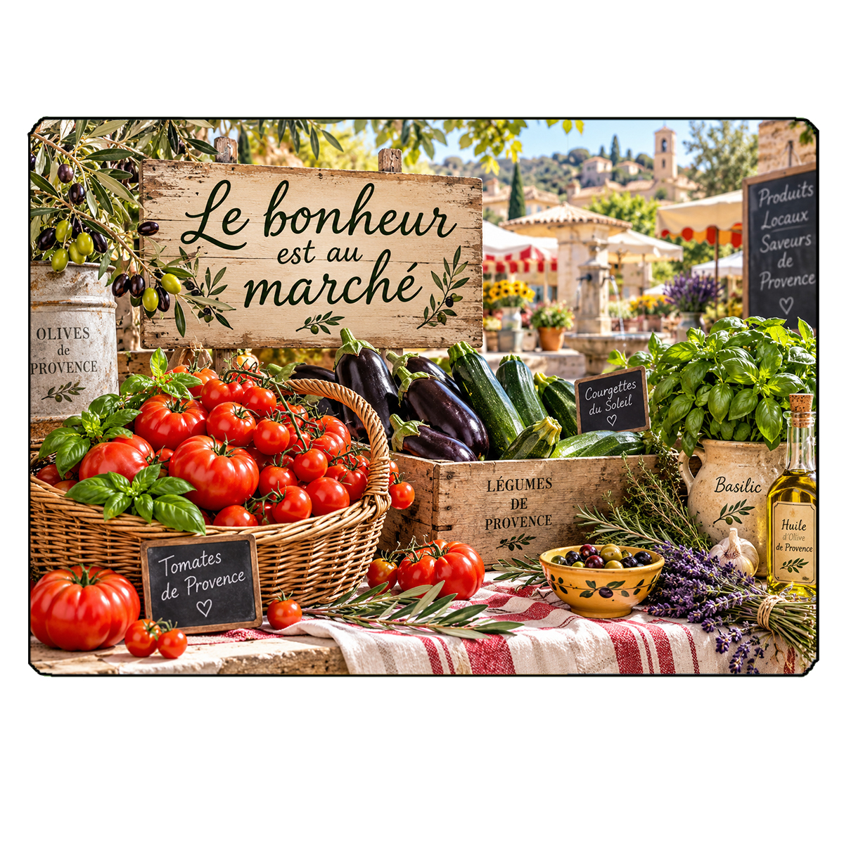 Planche � d�couper verre march� proven�al 29 x 20 cm