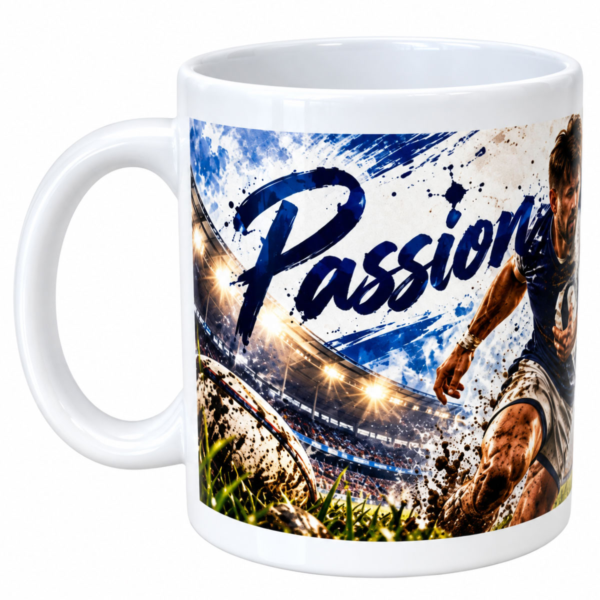 Mug passion rugby joueur et stade 300 ml en c�ramique