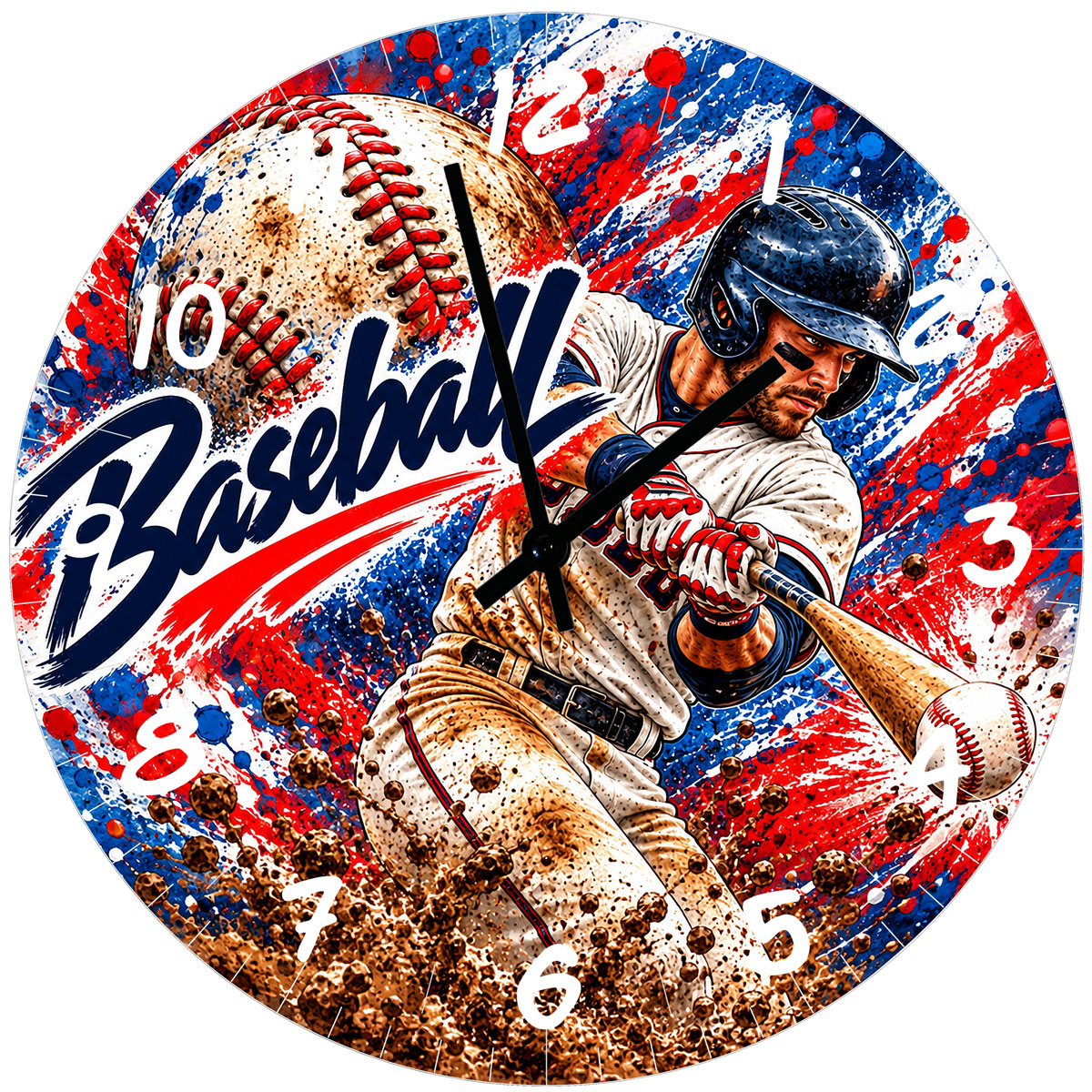 Horloge murale en verre baseball 29 cm � sport am�ricain