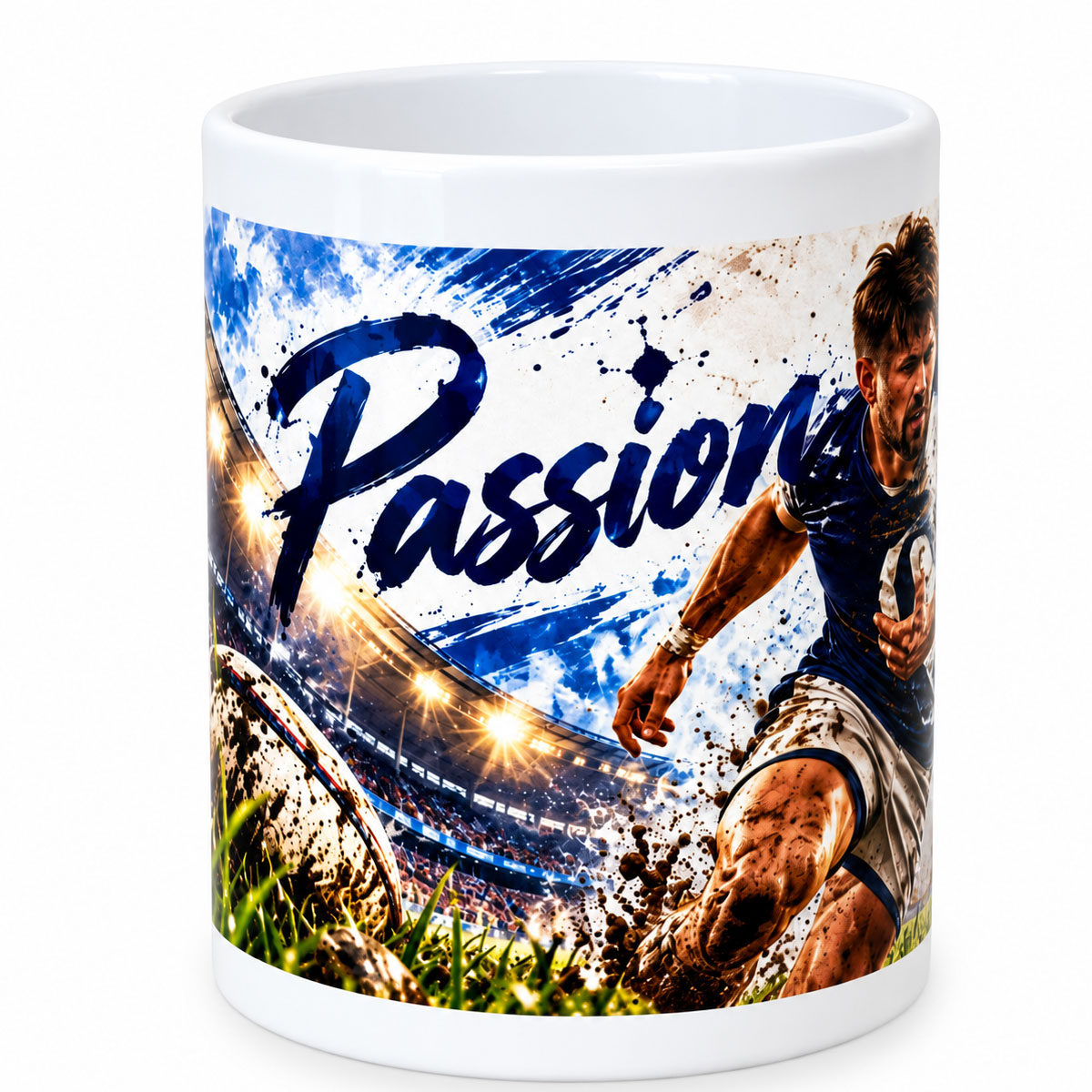 Pot � crayons rugby Passion en c�ramique � 9,8 cm