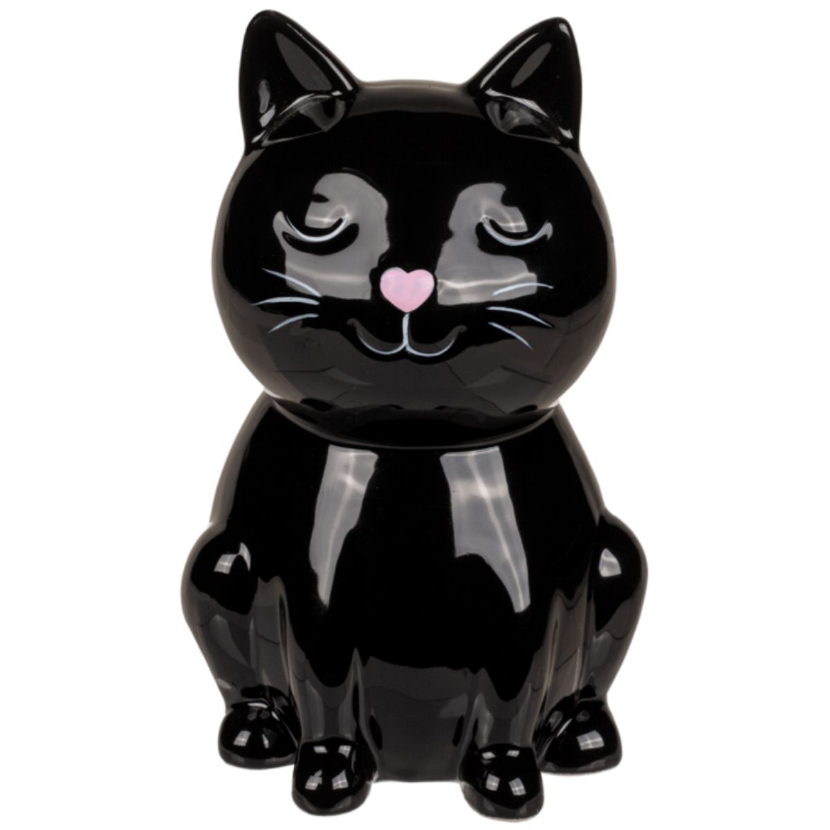 Tirelire Chat petit coeur en cramique 15 cm - Noir