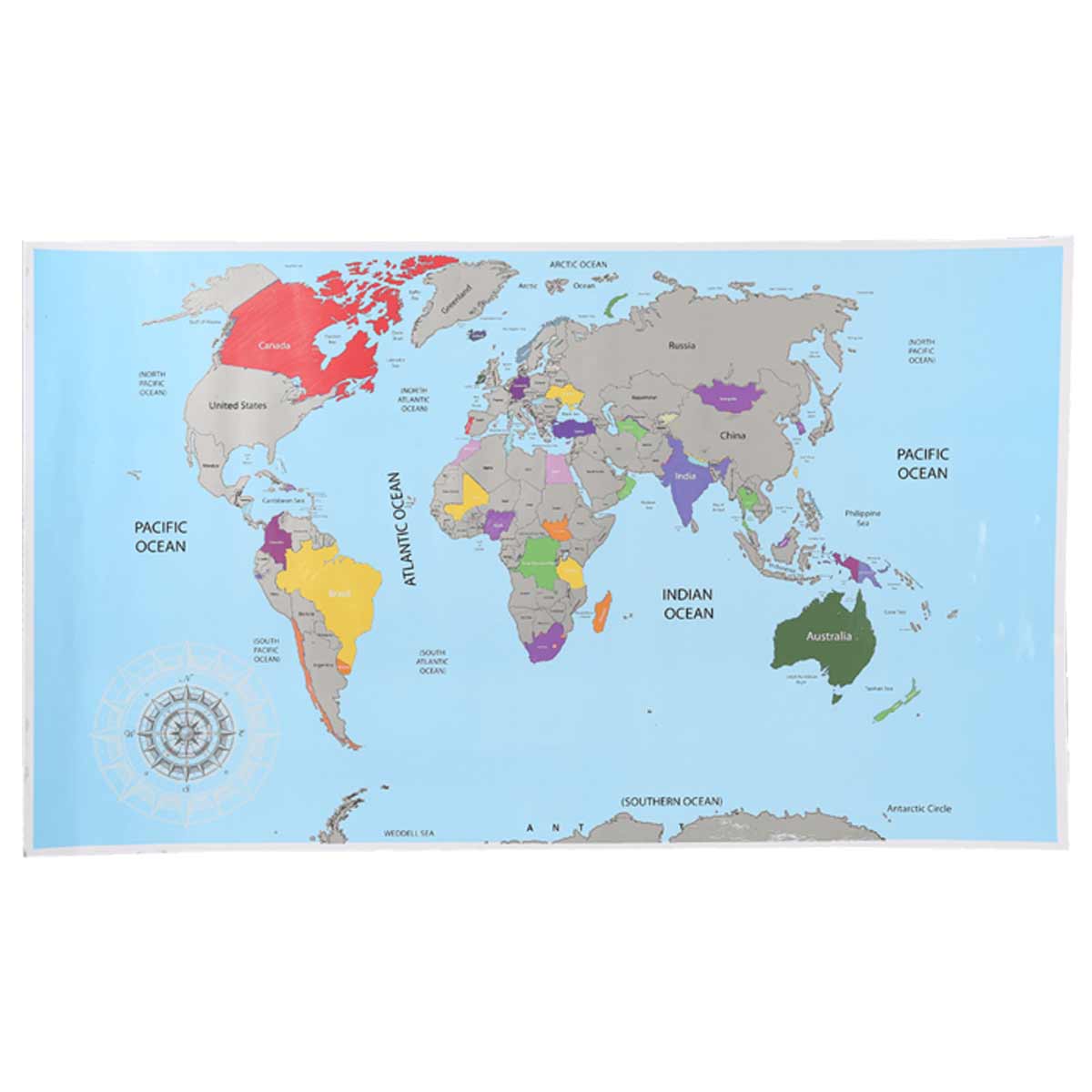 Carte Du Monde drapeaux  gratter 88 cm