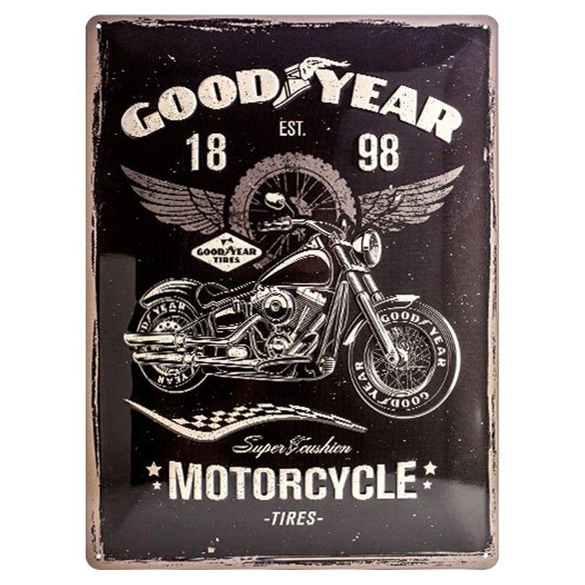 Plaque Mtal Good Year Motorcycle en mtal 40 x 30 cm