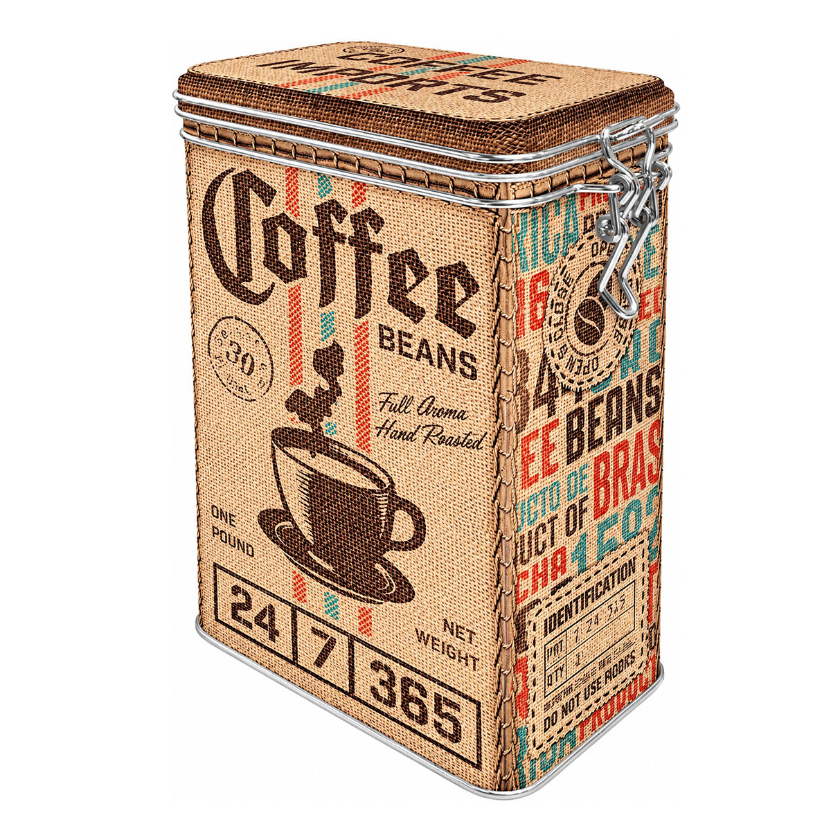 Bo�te � caf� herm�tique vintage Coffee Beans en m�tal
