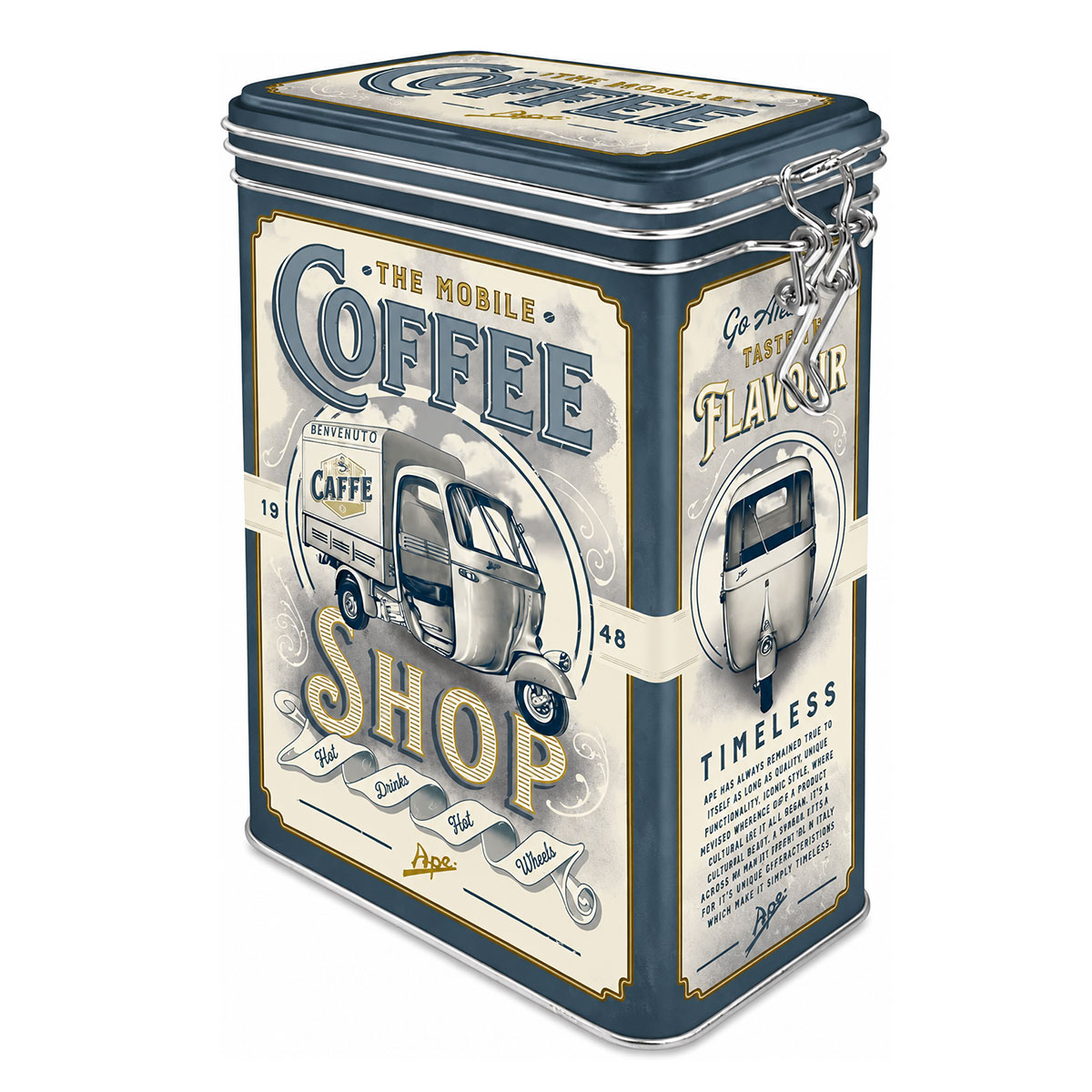 Bo�te � caf� herm�tique vintage Coffee Shop en m�tal