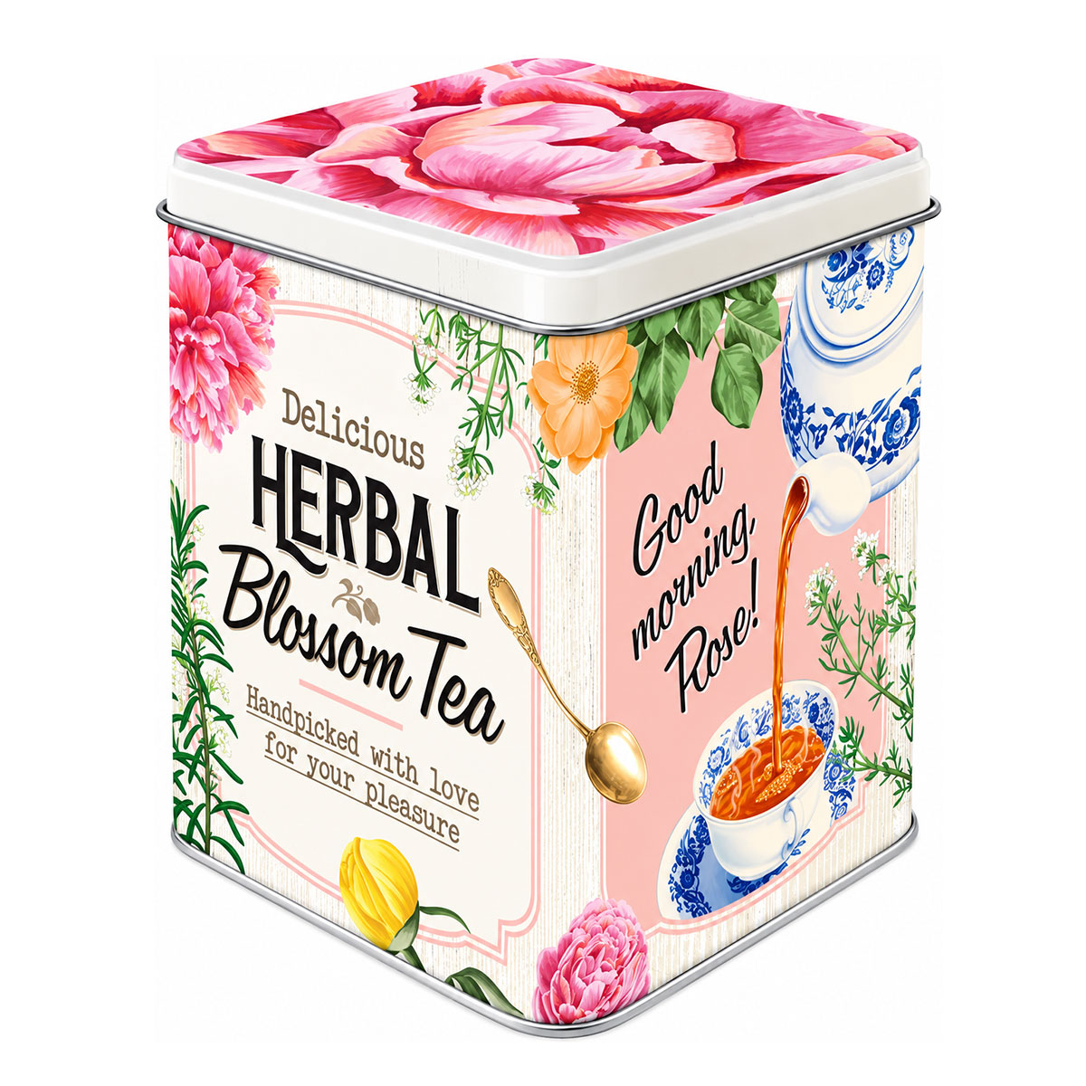 Bo�te � th� Herbal Blossom Tea fleurie en m�tal