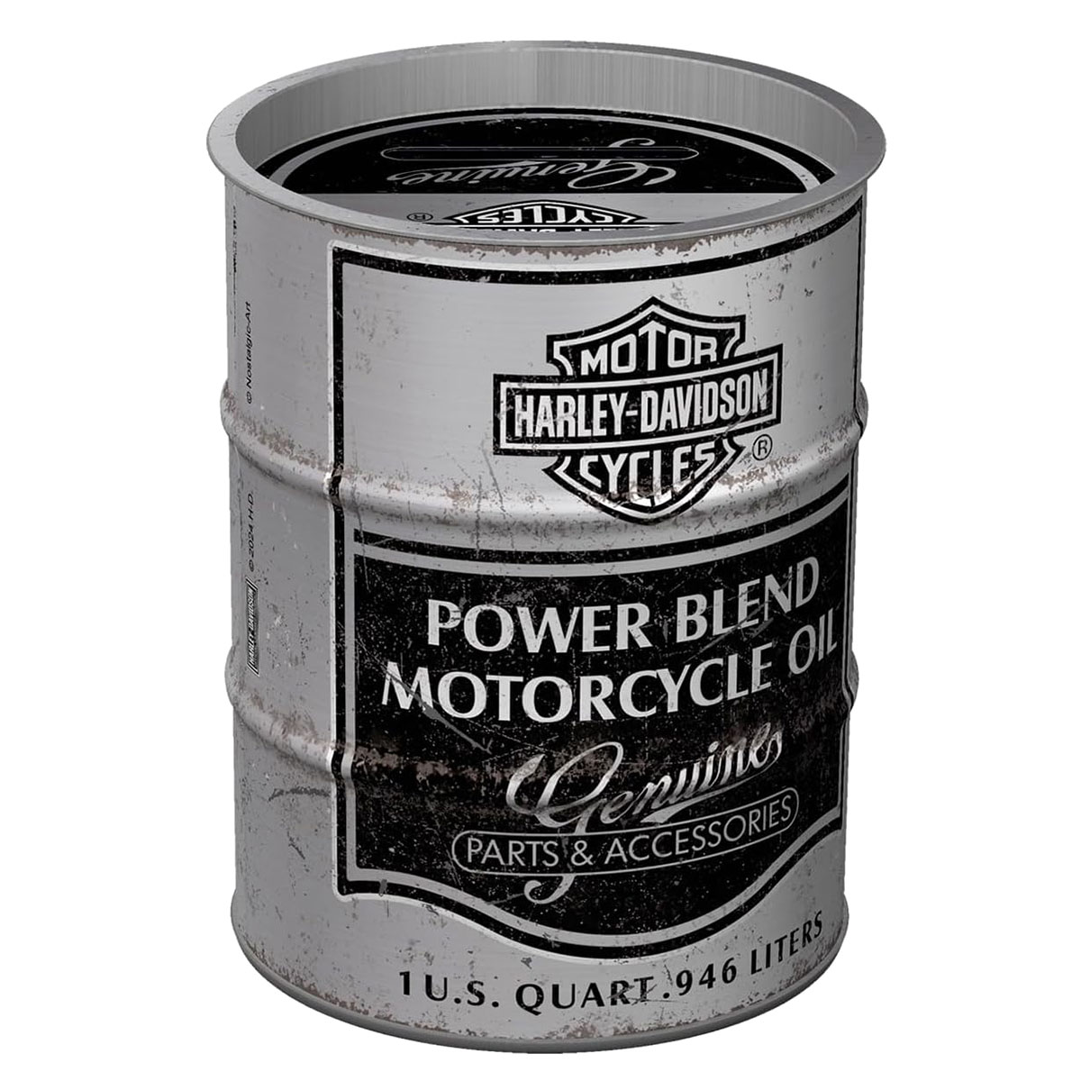 Tirelire m�tal vintage Harley-Davidson style tonneau de p�trole