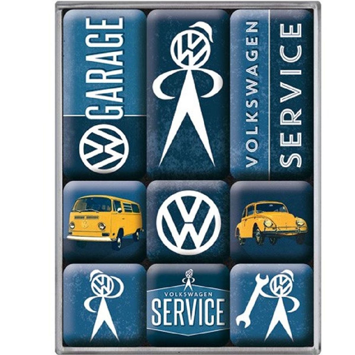 Magnets Volkswagen Garage - 9 petits aimants émaillés