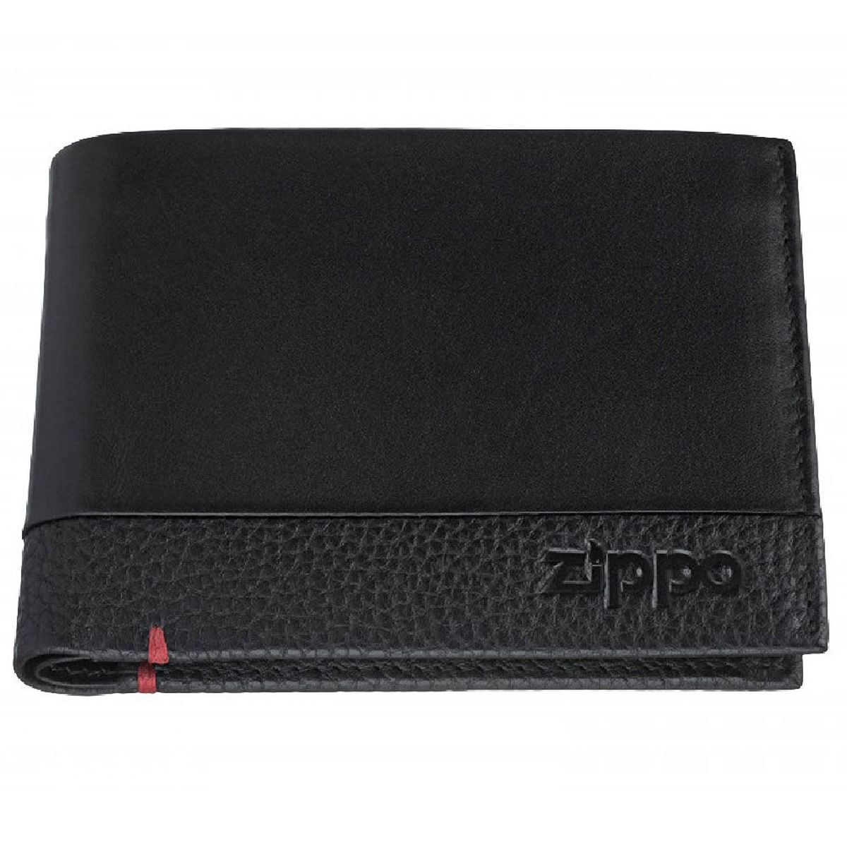 Porte-feuille homme Zippo en cuir noir bi-textur