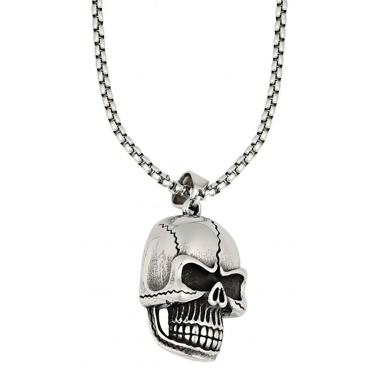 Pendentif Tte de Mort et sa chane  maille vnitienne Zippo