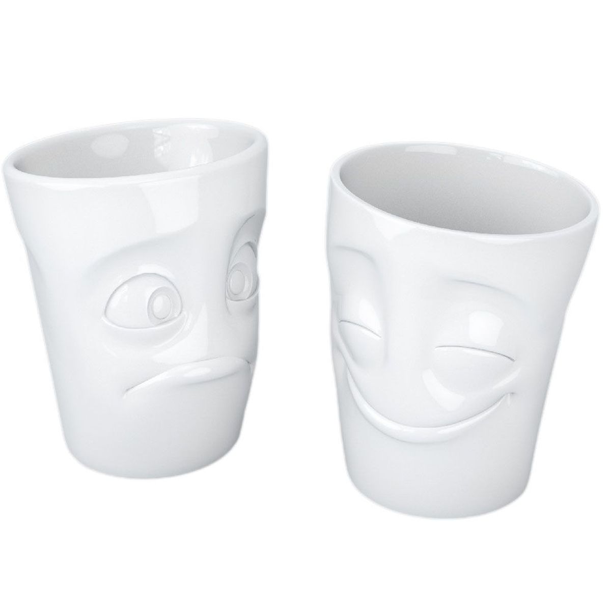 2 Gobelets Joyeux et Perplexe en Porcelaine Tassen