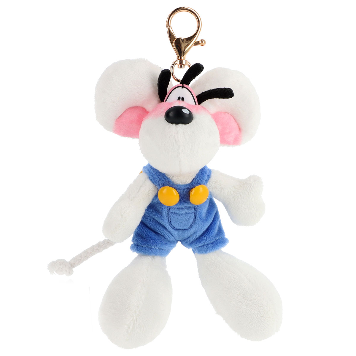 Porte-cls peluche Diddl en salopette bleue 15 cm
