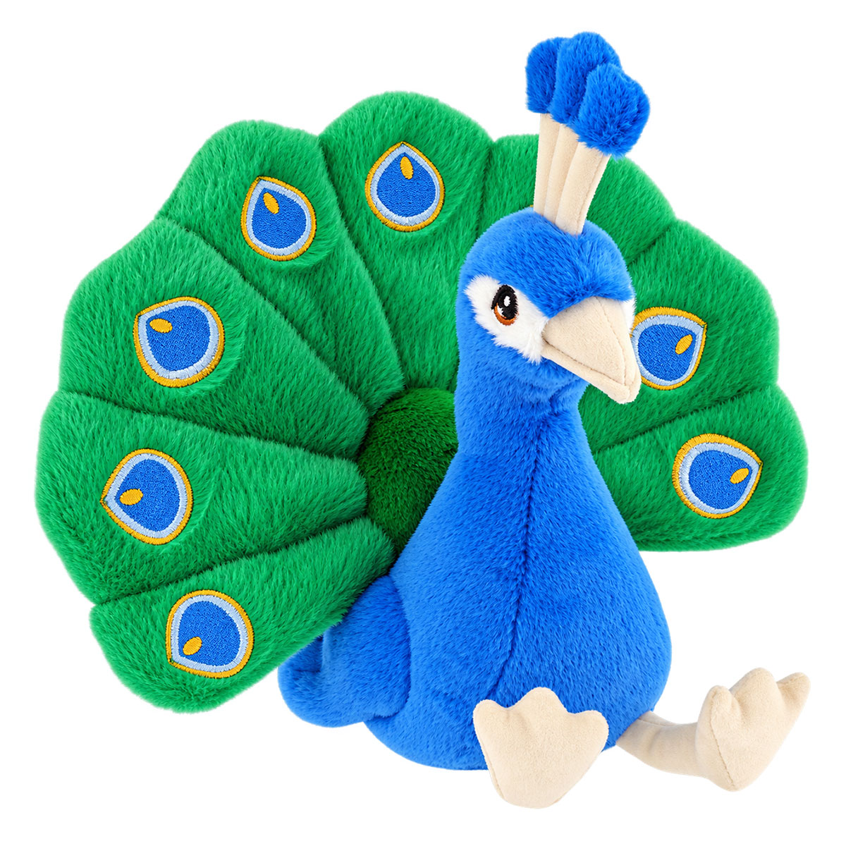 Peluche paon bleu Keel Toys Keeleco 22 cm � Queue d�ploy�e